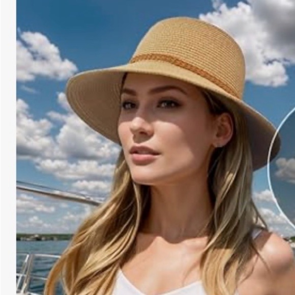 NWTs Beach Sun Straw Hat Foldable Packable Wide Brim Hat By Marakabeus